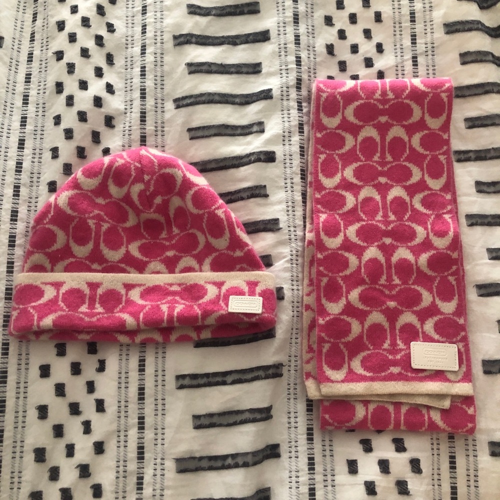 Coach cashmere hat and scarf set